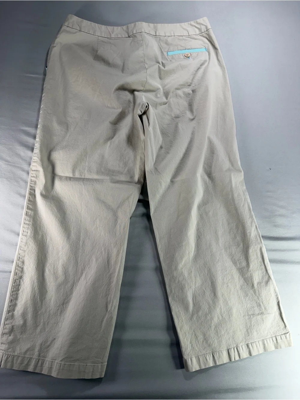 Sigrid Olsen SO Blue Cropped Wide Leg Chino Pants Khaki Women’s Size 10 #975
